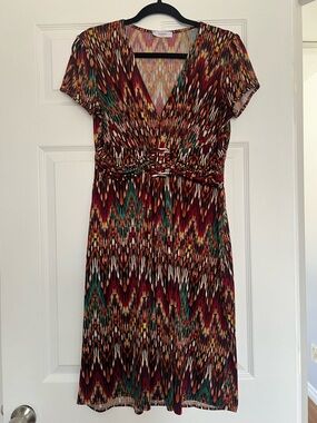 Egerie Paris Multicolor Midi Dress with Green Accents